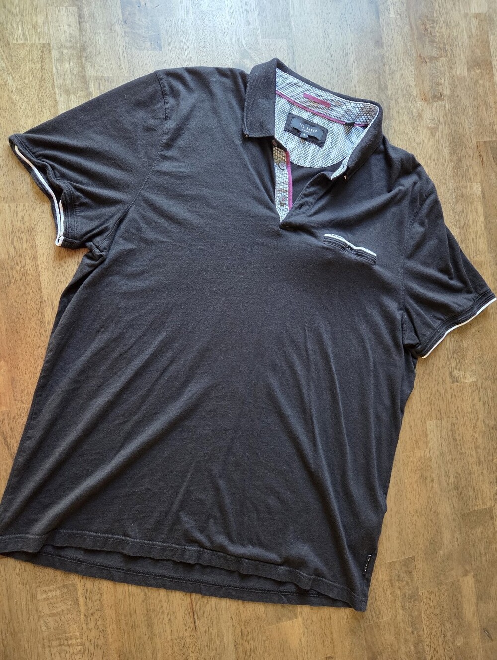 Ted Baker London Black Polo Shirt with Contrast Trim Modal Cotton Super Soft